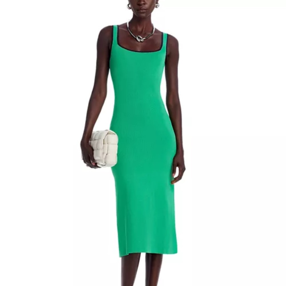 STAUD Green Sleeveless Midi Dress